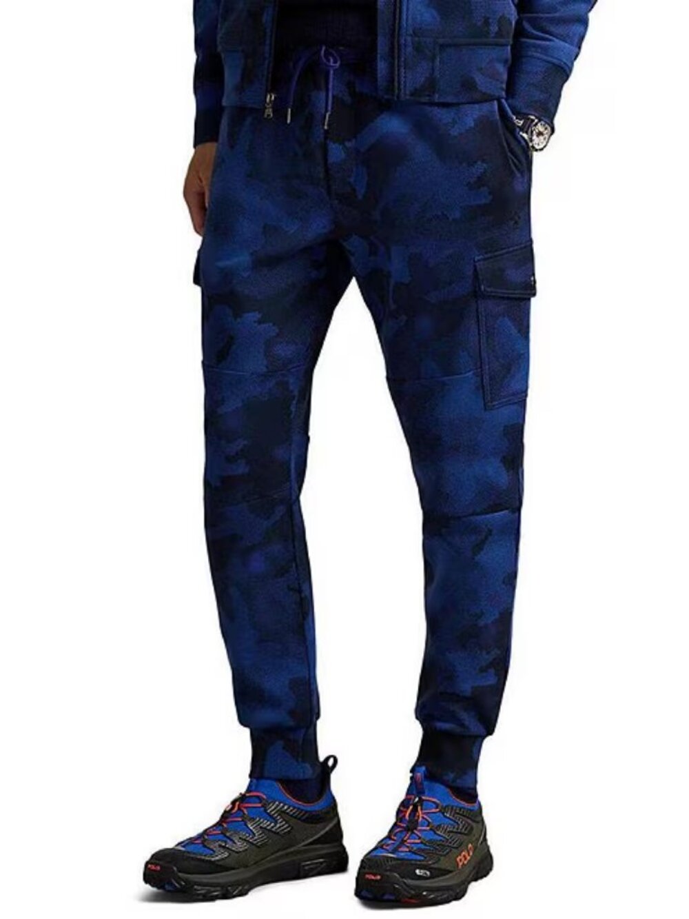 NWT XL SET Polo Ralph Lauren Blue Camo Double-Knit Cargo Bomber and Joggers VHTF - Picture 5 of 16